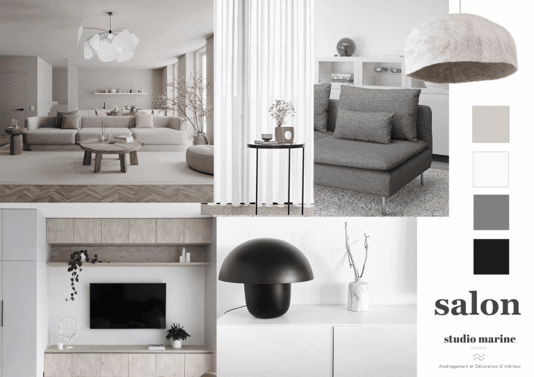 planche ambiance - inspiration salon scandinave